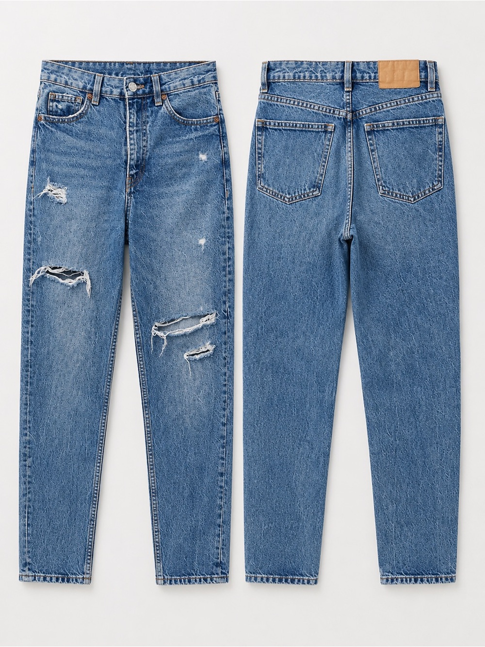 Zara Blue Distressed Boyfriend Jeans